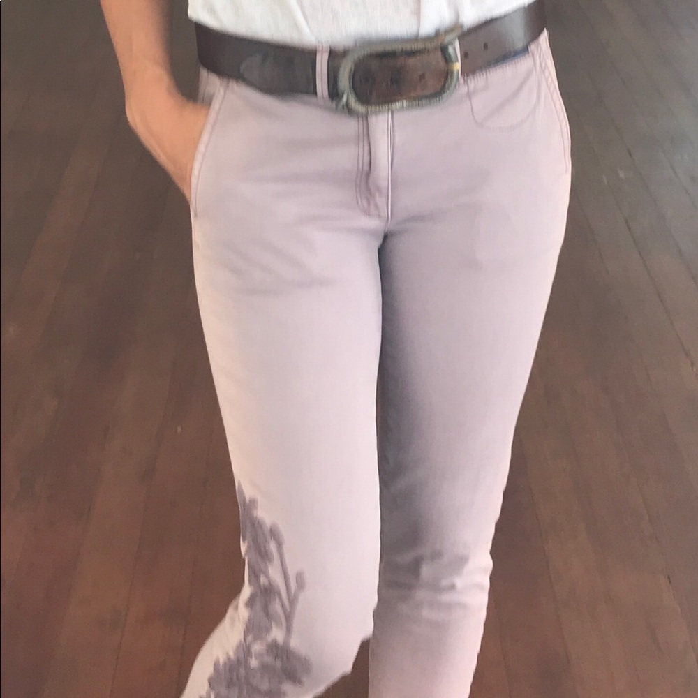Anthro chino purple w/flower embroidery 25 - Picture 2 of 15